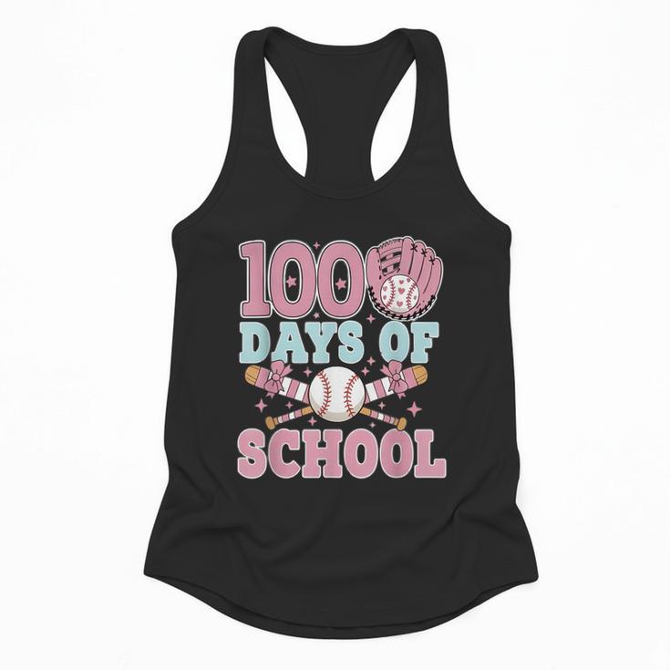 100 Days Of School Baseball 100th Day Of School Girls Flowy Tank