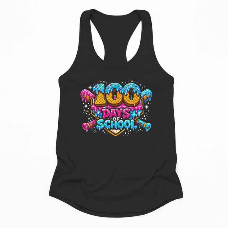 100 Days Of School Baseball Drip Ice Cream Costume Teachers Flowy Tank