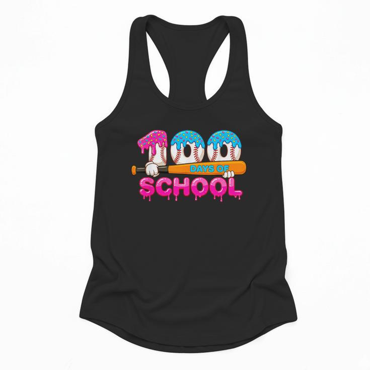 100 Days Of School Baseball Ice Cream Drip For Teacher Kid Flowy Tank