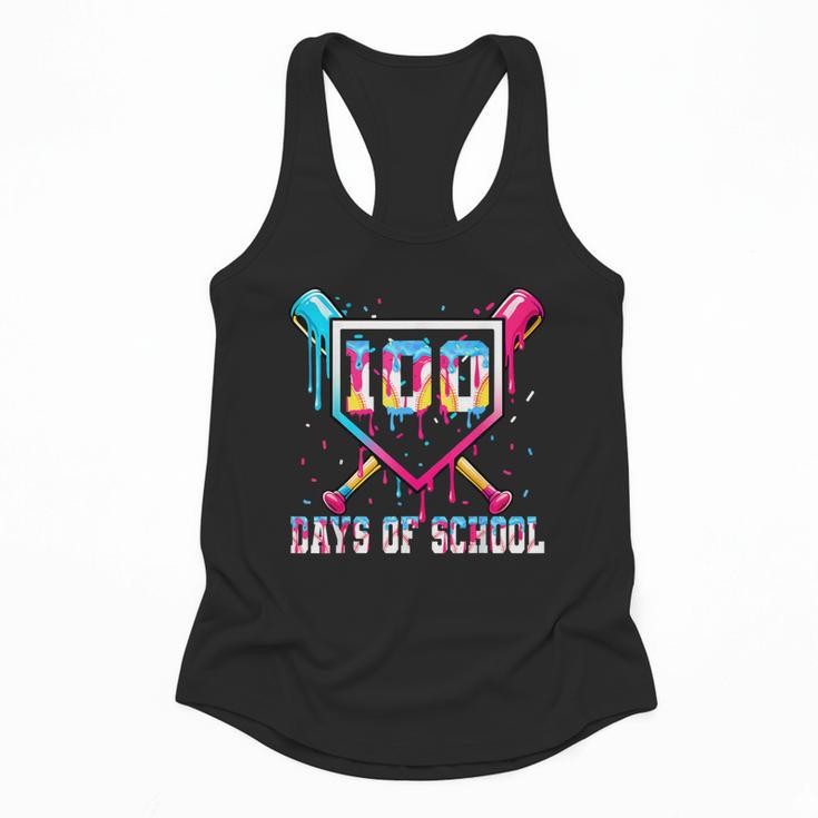 100 Days Of School Boy Kids Baseball Ice Cream Drip Teacher Flowy Tank