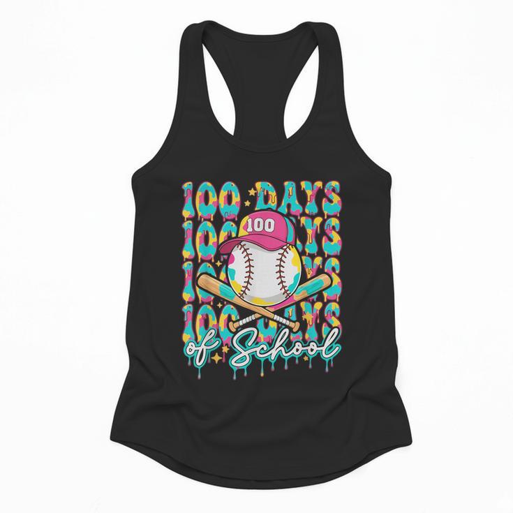 100 Days Of School Drip Baseball 100th Day Baseball School Flowy Tank