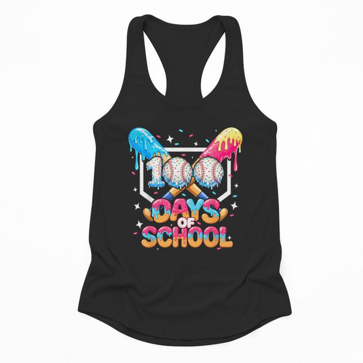 100 Days Of School Ice Cream Baseball Player For Kids Boys Flowy Tank