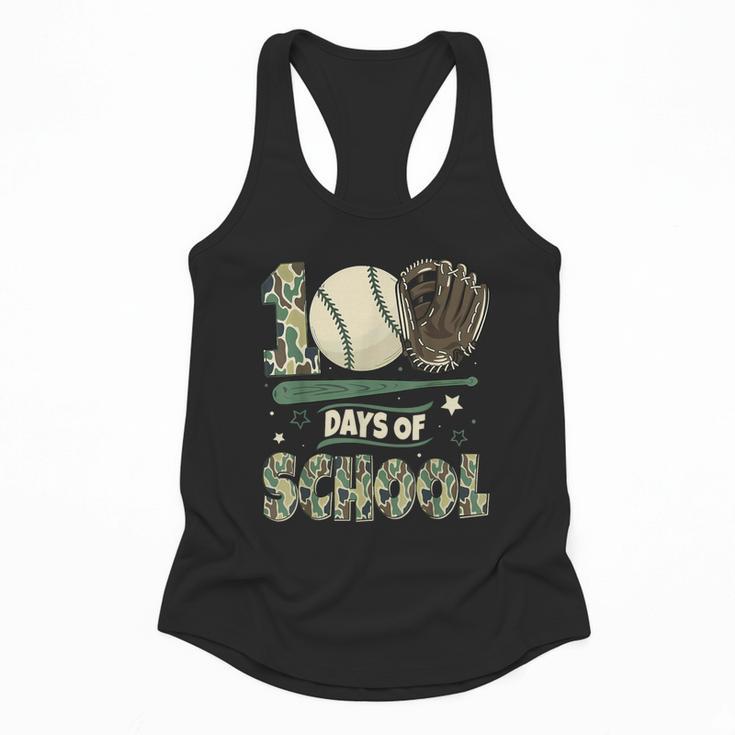 100 Days Of School Teacher Camo Baseball Boys Toddler Kids Flowy Tank