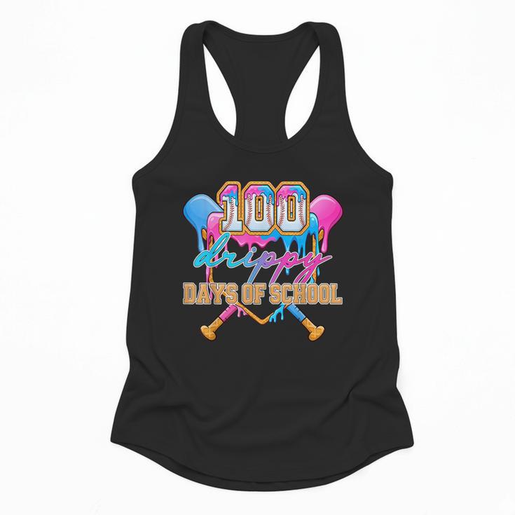 100 Drippy Days Of School Baseball Ice Cream Drip Boys Kids Flowy Tank