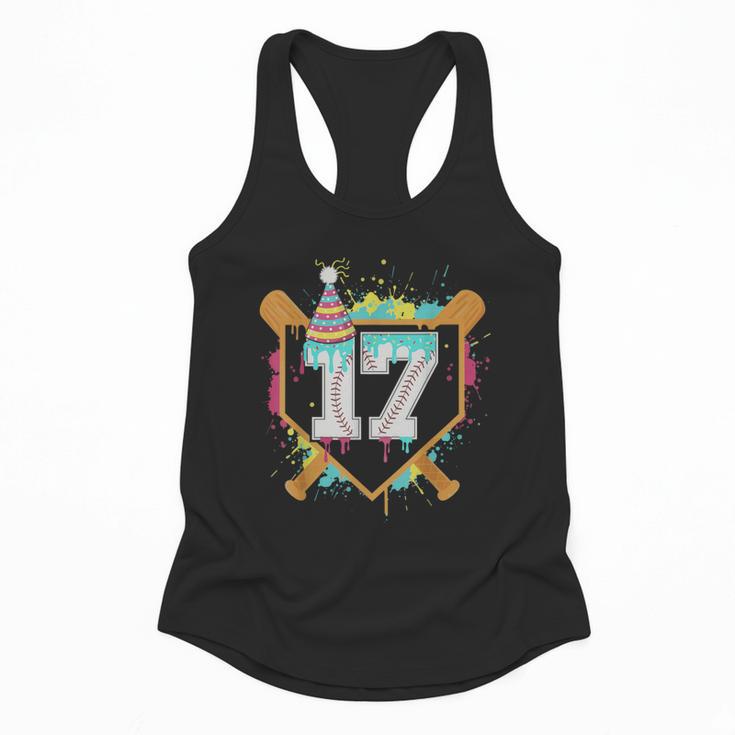 17th Birthday Baseball Drip Number 17 Year Old Birthday Boy Flowy Tank