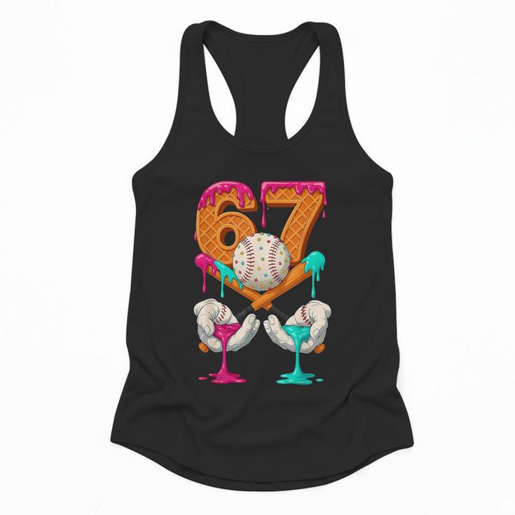 6 7 Ice Cream Drip Baseball Number 67 Player Boy Girl Kids Flowy Tank