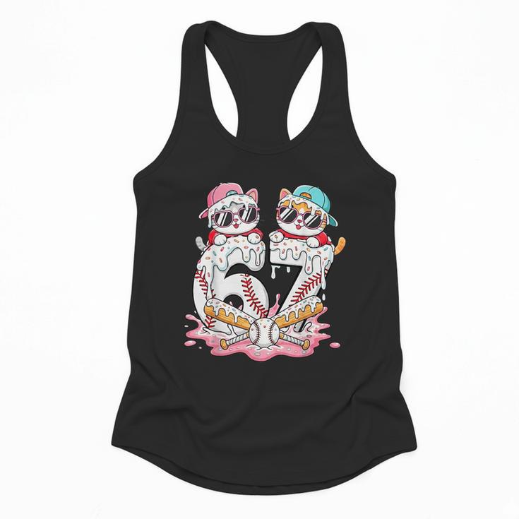 67 Meme Kawaii Cats Baseball Ice Cream Drip 6 7 Kids Flowy Tank