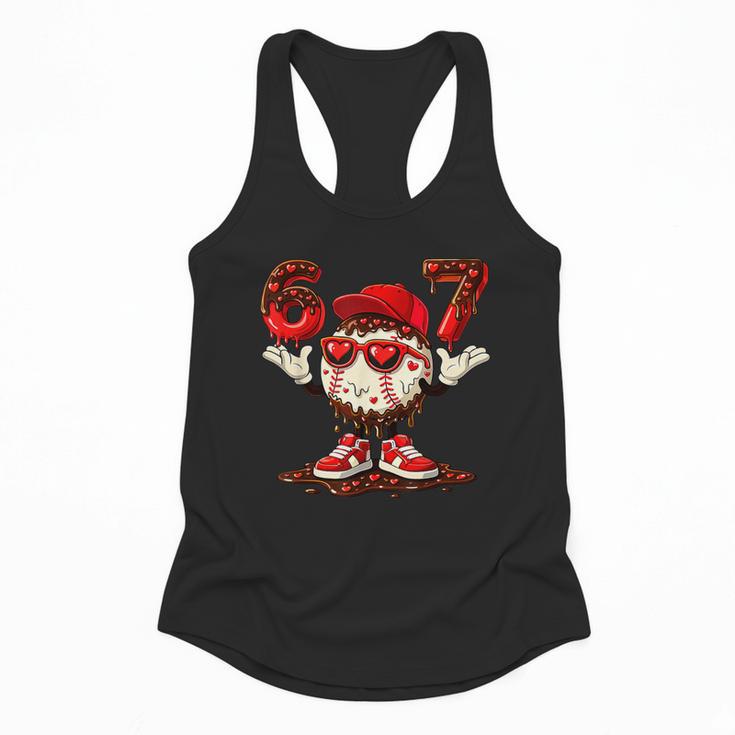 67 Valentine Day Baseball Chocolate Ice Cream Drip Flowy Tank