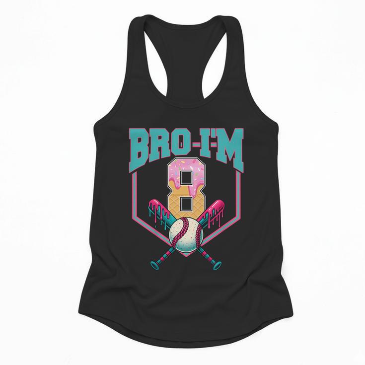 8th Birthday Boy Bro I'm 8 Years Old Baseball Theme Flowy Tank
