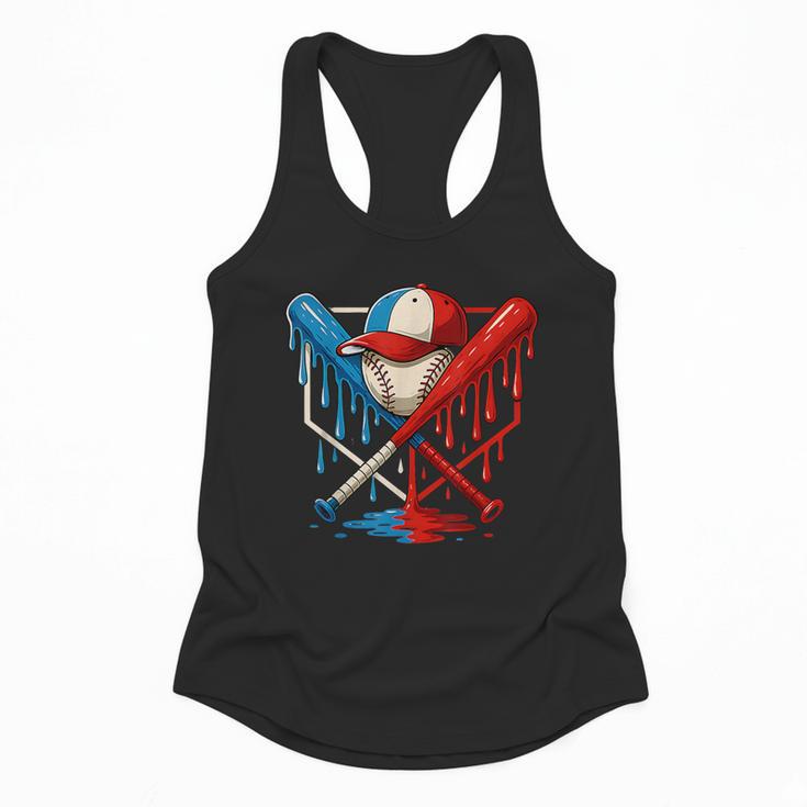 American Baseball Drip Graffiti Ball And Bat Flowy Tank