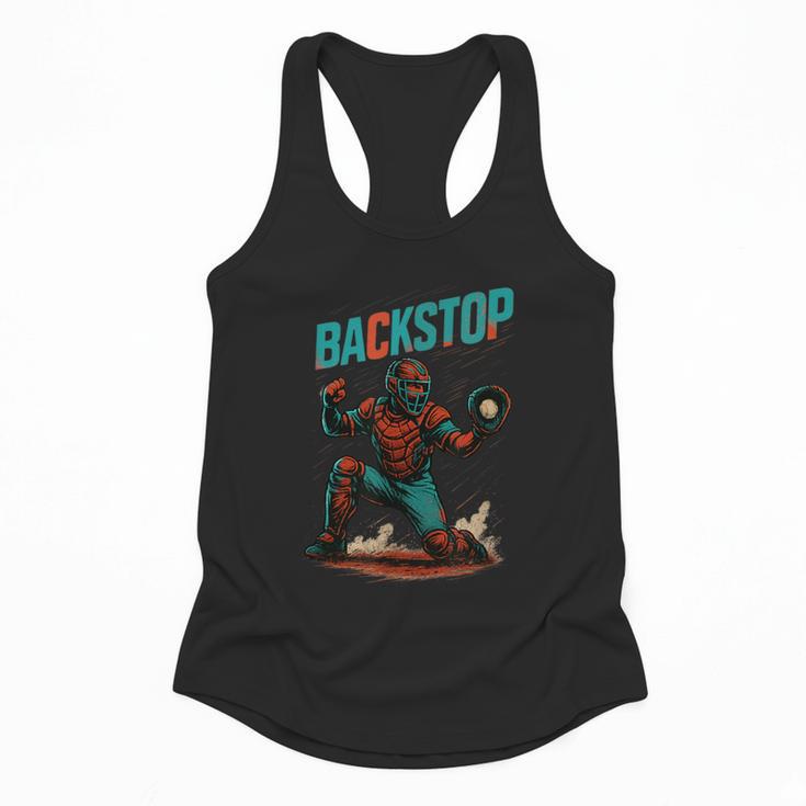 Backstop Catcher Baseball Graphic Flowy Tank