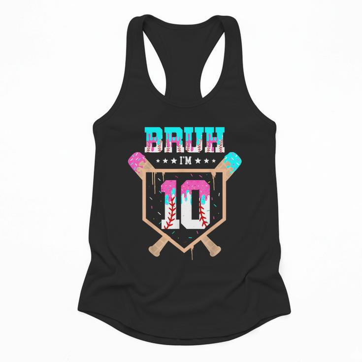 Baseball 10 Year Old Ice Cream Drip 10th Birthday Boy Player Flowy Tank