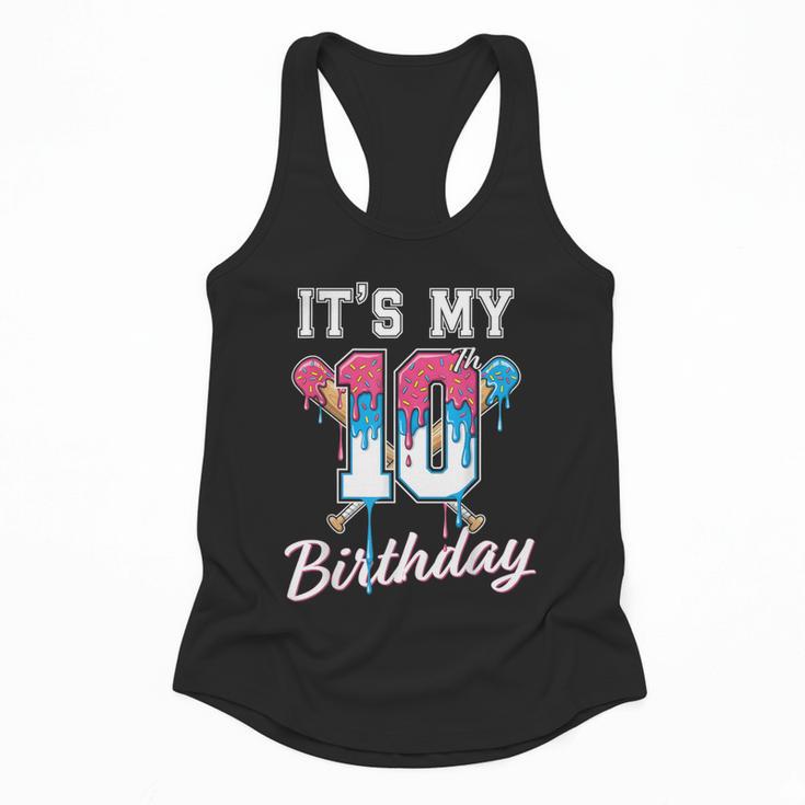 Baseball 10 Year Old Ice Cream Drip 10th Birthday Boys Flowy Tank