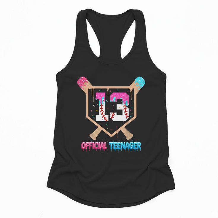 Baseball 13 Year Ice Cream Drip 13th Bday Official Teenager Flowy Tank