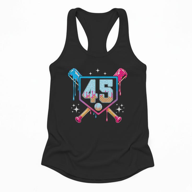 Baseball 45 Year Old Ice Cream Drip 45th Birthday Number 45 Flowy Tank