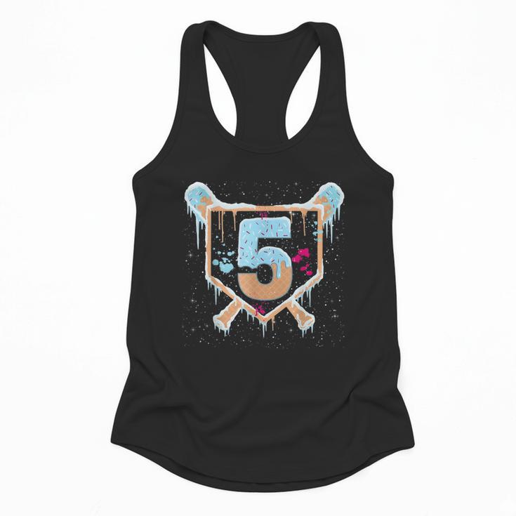 Baseball 5 Year Old Ice Cream Drip 5th Birthday Boy Number 5 Flowy Tank