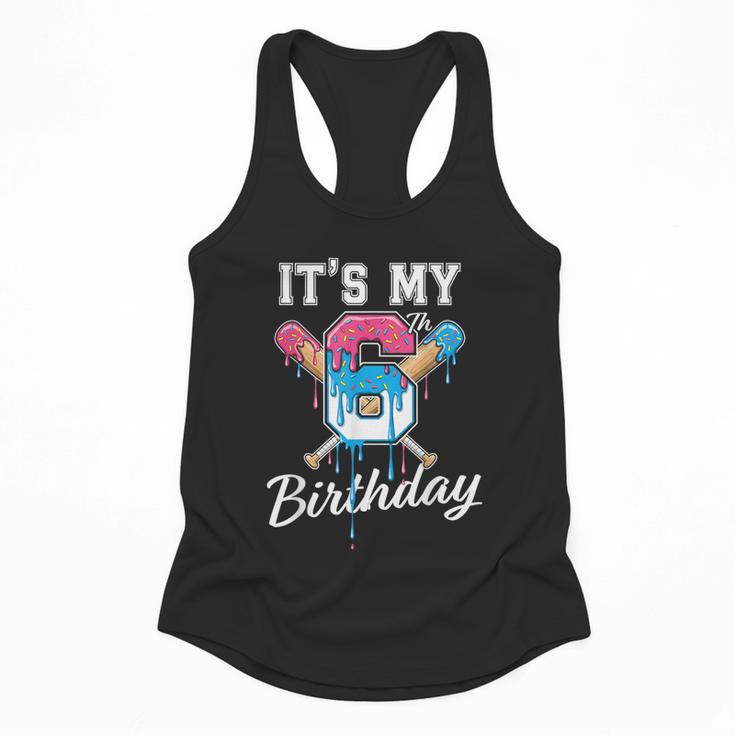 Baseball 6 Year Old Ice Cream Drip 6th Birthday Boy Number 6 Flowy Tank