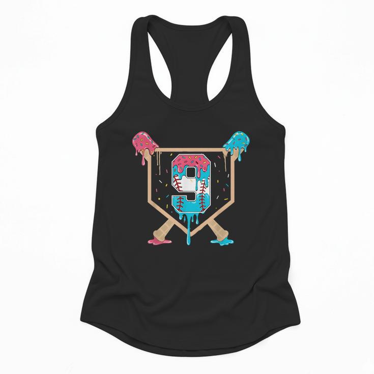 Baseball 9 Year Old Ice Cream Drip 9th Birthday Boys Player Flowy Tank