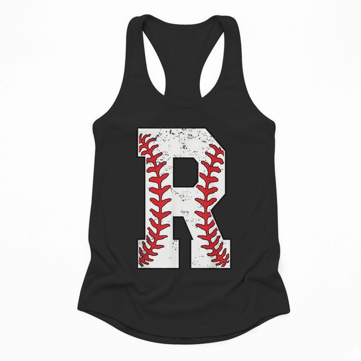 Baseball Alphabet Monogram Initial Letter R Flowy Tank