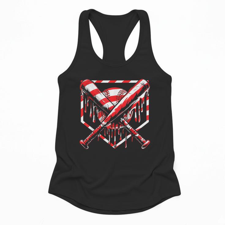 Baseball Candy Cane Christmas Baseball Ice Cream Drip Boys Flowy Tank