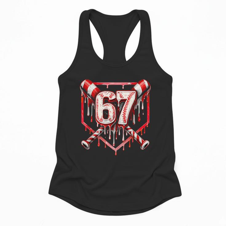 Baseball Candy Cane Drip 6 7 Six Seven Meme Christmas Boys Flowy Tank