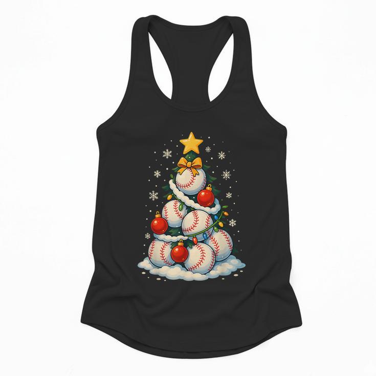 Baseball Christmas Tree Lights Santa Sport Player Lover Xmas Flowy Tank