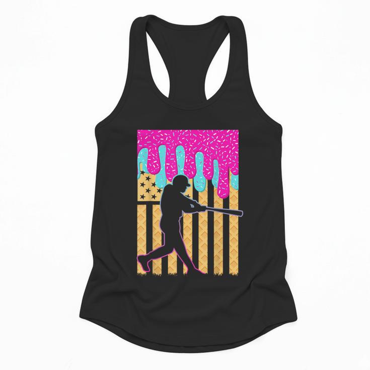 Baseball Drip Bat Boys Ice Cream American Flag 4th Of July Flowy Tank