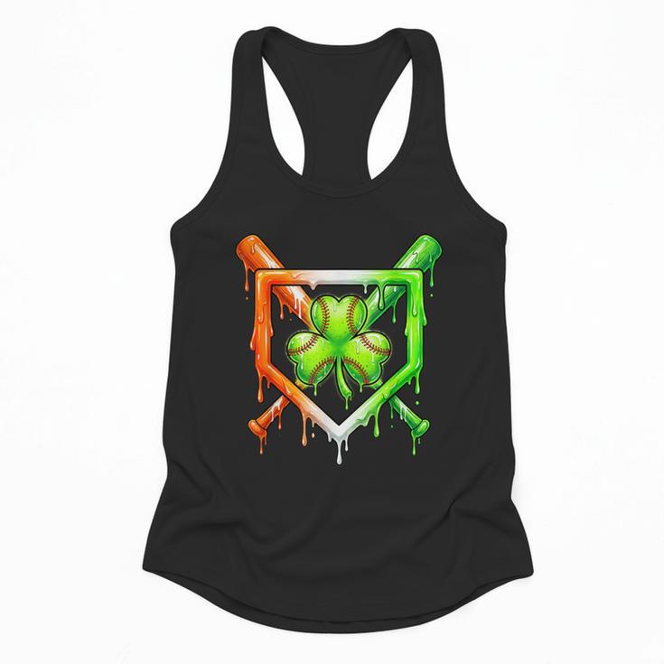 Baseball Drip Ice Cream St Patricks Day Shamrock Flowy Tank