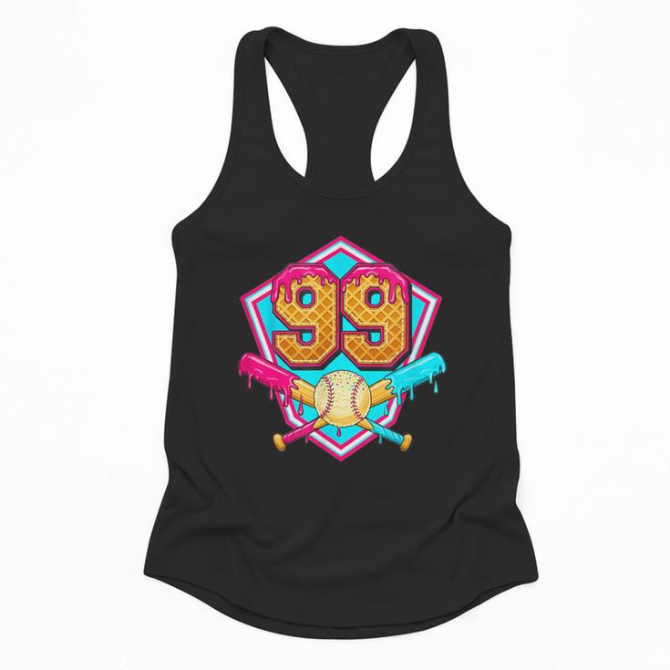 Baseball Drip Jersey Number 99 For Players & 99th Birthday Flowy Tank