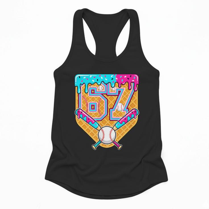 Baseball Drip Number 67 Ice Cream Home Plate Drip Flowy Tank