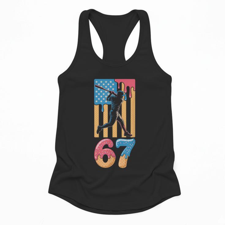 Baseball Drip USA Flag 67 Player 67th Birthday Ice Cream 67 Flowy Tank