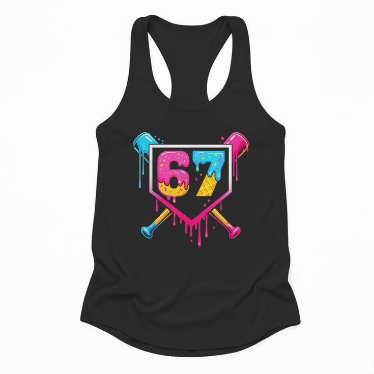 Baseball Ice Cream Drip 67 Meme Six Seven 67th Birthday Flowy Tank