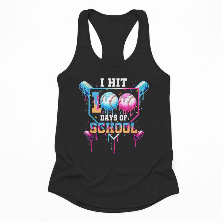 Baseball Ice Cream Drip I Hit 100 Days Of School Boys Kids Flowy Tank