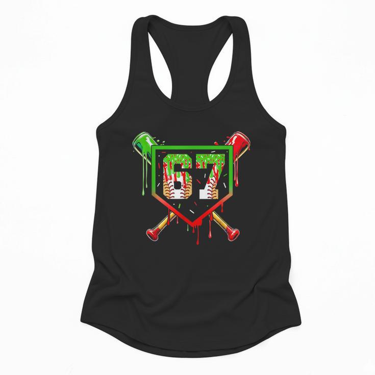 Baseball Ice Cream Drip Number 67 Player 6 7 Christmas Pjs Flowy Tank