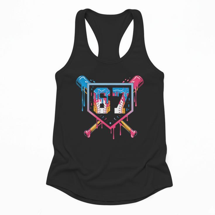 Baseball Ice Cream Drip Number 67 Player 67th Birthday 6 7 Flowy Tank