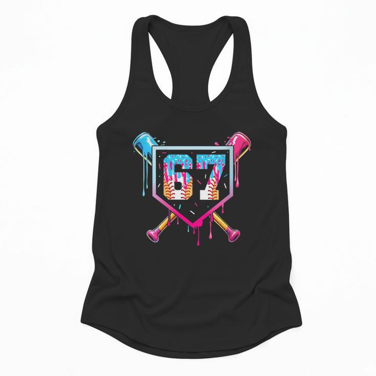 Baseball Ice Cream Drip Number 67 Player 67th Birthday Flowy Tank