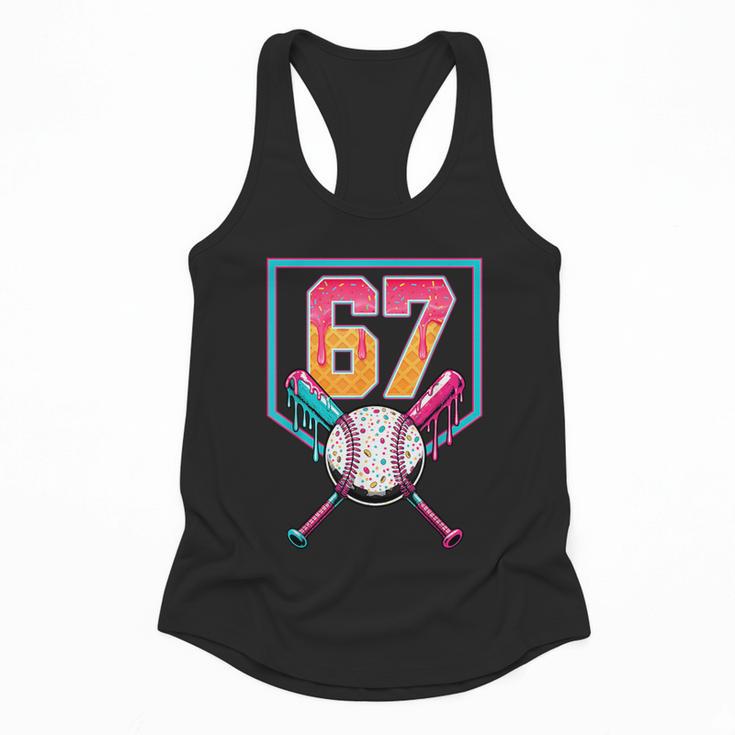 Baseball Ice Cream Drip Number 67 Player 67th Birthday Men Flowy Tank