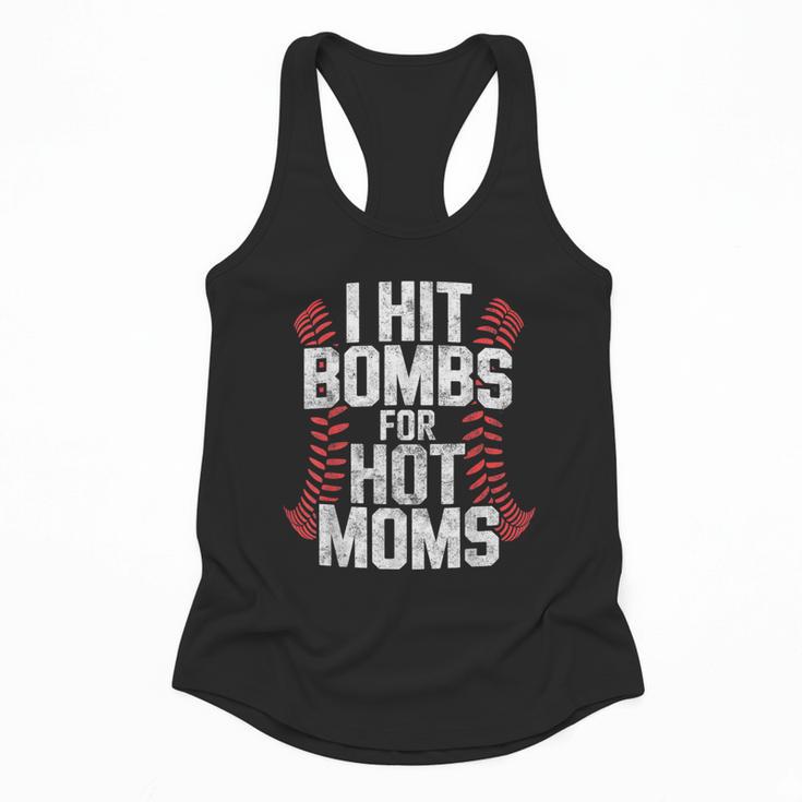 Baseball Joke Tee I Hit Bombs For Hot Moms Player Pitcher Flowy Tank