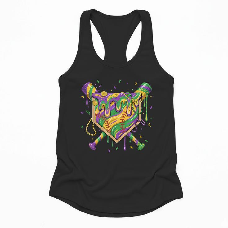 Baseball Mardi Gras Home Plate Ice Cream Drip Carnival Mask Flowy Tank