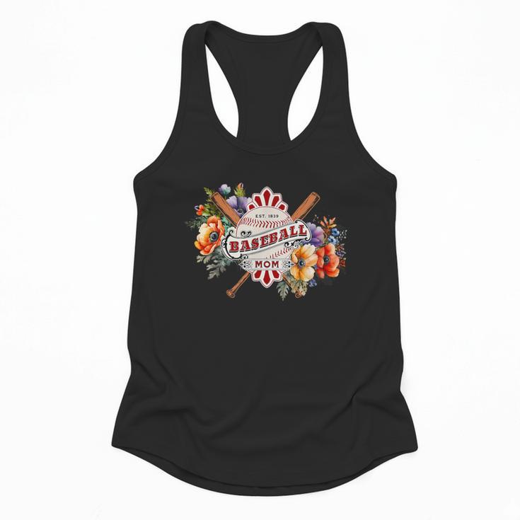 Baseball Mom With Garden Flowers Flowy Tank