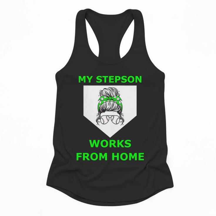 Baseball Mom Quote My Stepson Works From Home Flowy Tank