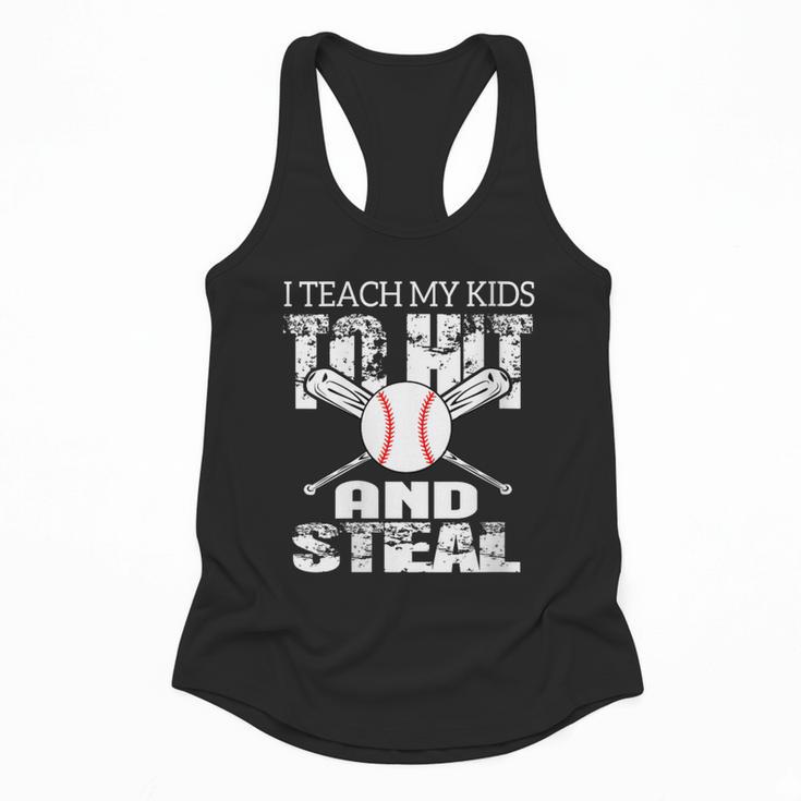 Baseball Mom Quote I Teach My Kids To Hit And Steal Flowy Tank