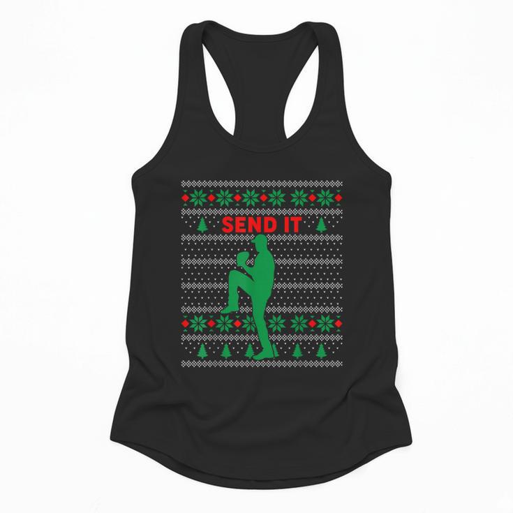 Baseball Player Christmas Pajama Send It Xmas PJs Boys Flowy Tank
