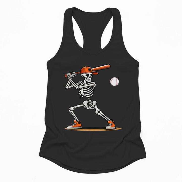 Baseball Skeleton Spooky Boys Halloween Baseball Player Flowy Tank