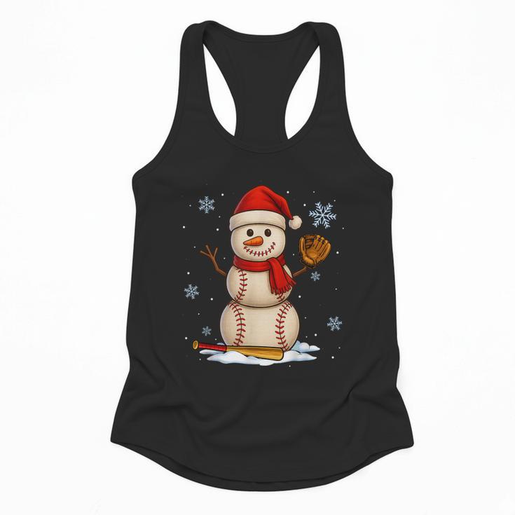 Baseball Snowman Merry Christmas Holiday Sports Xmas Pajamas Flowy Tank