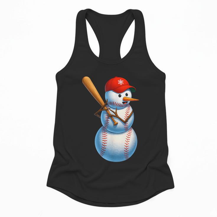 Baseball Snowman Merry Christmas Xmas Pajamas Men Women Kids Flowy Tank