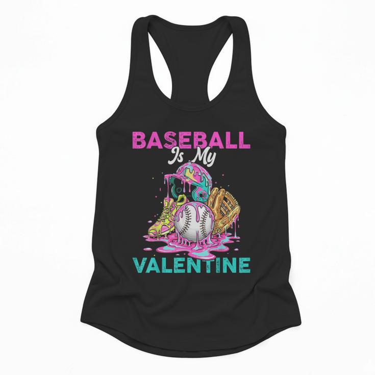 Baseball Is My Valentine Ice Cream Drip Crossed Bats Sport Flowy Tank