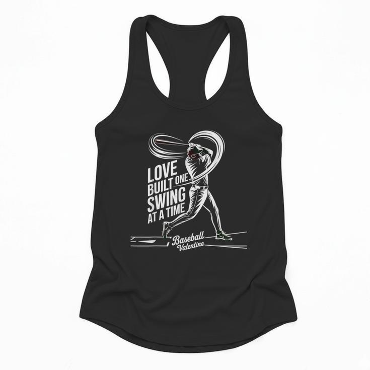 Baseball Valentine Love Built One Swing At A Time Tee Flowy Tank