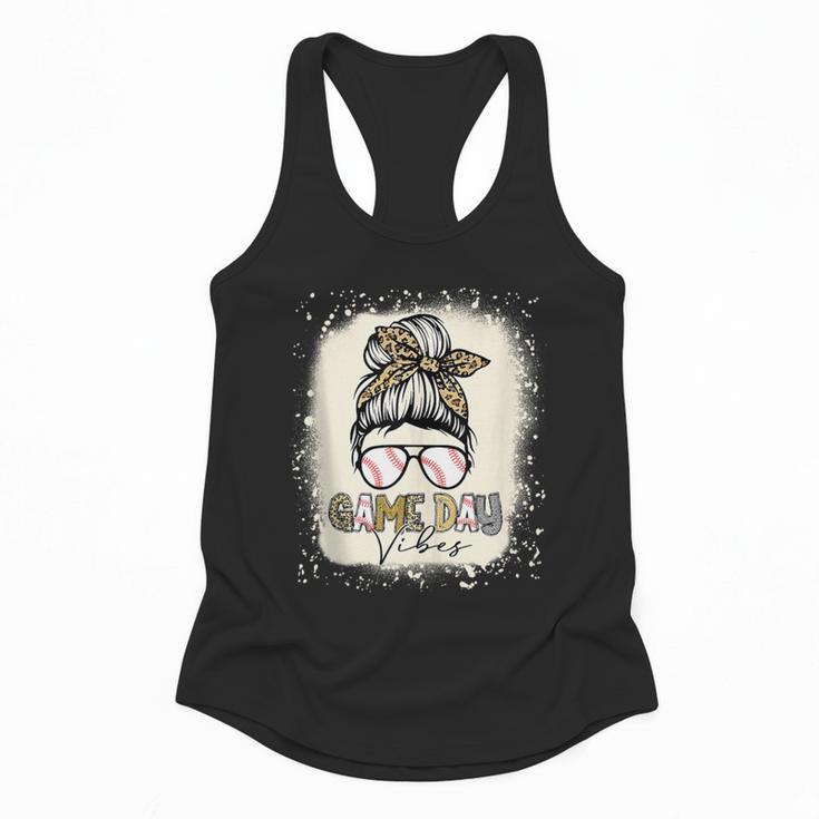 Bleached Messy Bun Game Day Vibes Baseball Mom Game Day Flowy Tank