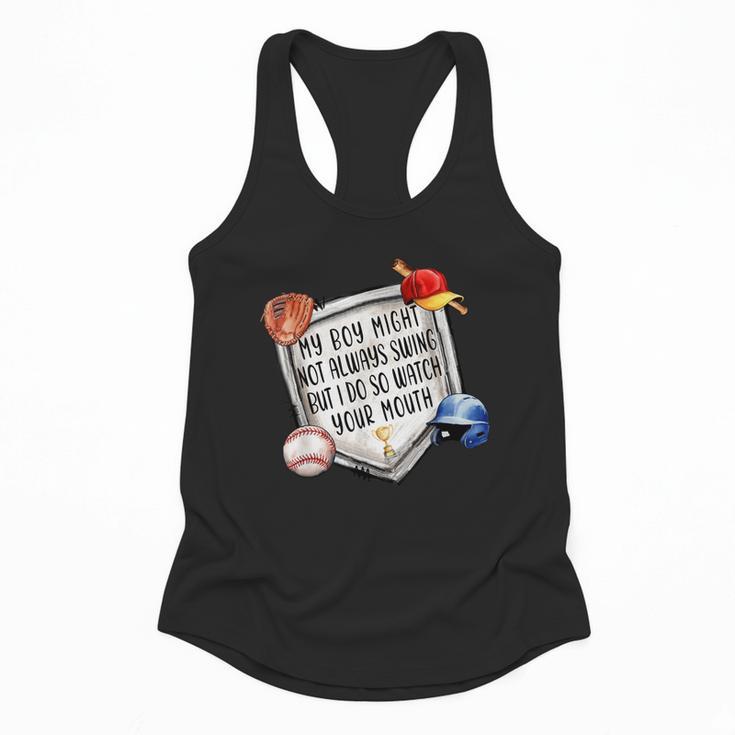 My Boy Might Not Always Swing But I Do Baseball Mom Mama Son Flowy Tank